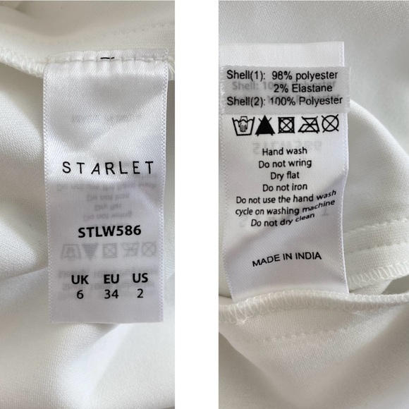 NWT Starlet Bead Embellished Sheer Mesh Panels Long Sleeve Mini Dress White 2 - Picture 13 of 14